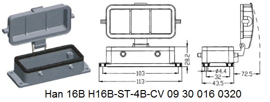 Han 16B H16B-ST-4B-CV 09 30 016 0320 panel bulkhead mounting housing 4PEGS OUKERUI Harting ILME Heavy duty connector.jpg